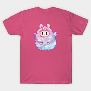 aurora sheep alpaca fluffy cuteness pastel pink sky alpacasso T-Shirt